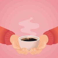 hands and coffee cup vector