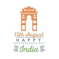 15th august happy independe day with gate vector