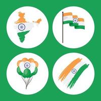 colección de símbolos del día de la independencia de la india vector