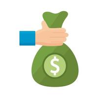 hand holding money bag vector