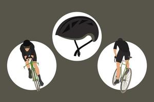 tres iconos de deporte de ciclismo vector