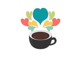 coffee background with beautiful bright colorful heart shaped smoke vector