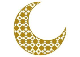 moon with gold arabic pattern clipping mask technique vector