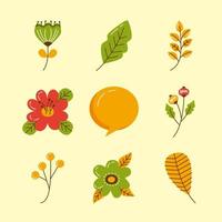 nueve iconos de otoño vector