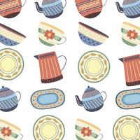 crockery dishes pattern vector