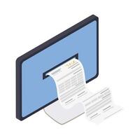 computer with tax document vector