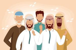 five muslim community men vector