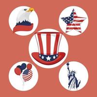 five USA Independence items vector