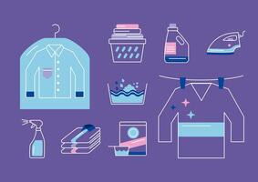 laundry service nine icons vector