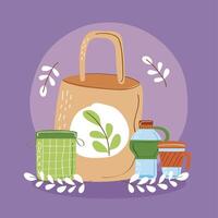 reusable bag with containers vector