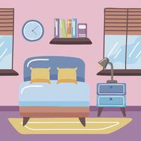 Home bed with decoration objects vector