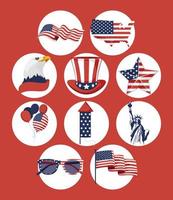 ten USA Independence items vector