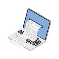 laptop with tax document vector