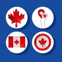 four canada day icons vector