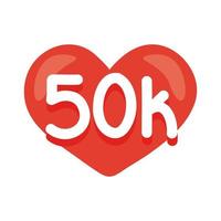 50k seguidores en corazón vector