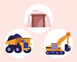 three mining icons vector