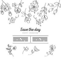 sketch flowers invitation vector