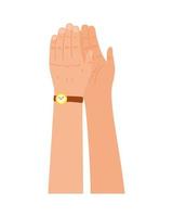 hands with watch clapping vector