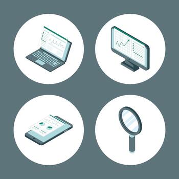 Analytics icon set vector