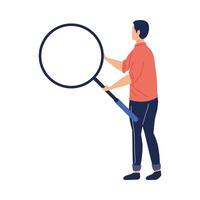 man lifting magnifying glass vector