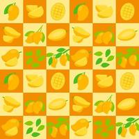 Ripe Mango abstract seamless geometric vector pattern for packaging design