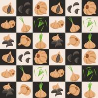 Black Garlic abstract seamless geometric vector pattern for packaging design