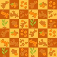 Turmeric abstract seamless geometric vector pattern for packaging design