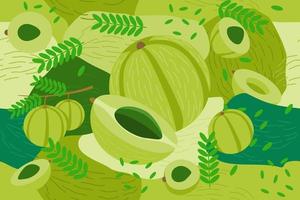 Gooseberry also known Amla elements seamless pattern abstract vector design background for packaging design