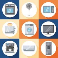 nine home appliances vector