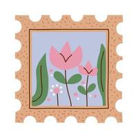 garden in stamp postal vector