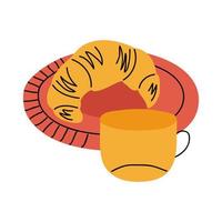 croissant and coffee vector