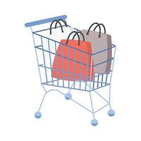 shopping cart and bags vector