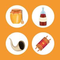 four rosh hashanah icons vector