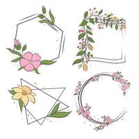 A set of flower frames of different shapes. vector