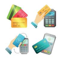 A set of objects for contactless payment. vector
