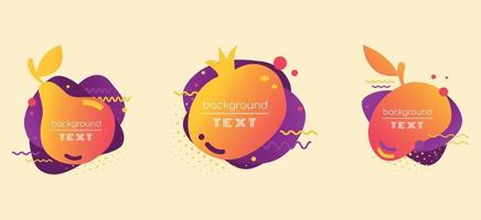 A set of bright banners with a fruit silhouette and text vector