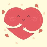 hugging heart cartoon vector