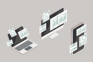 tres dispositivos de datos analíticos vector
