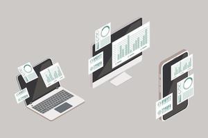 three analytics data devices vector