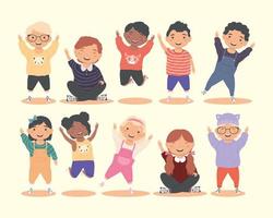 ten little kids characters vector