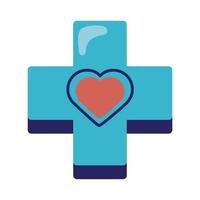 medical cross and heart vector