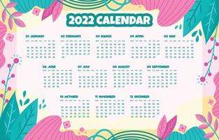 plantilla de calendario floral 2022 vector
