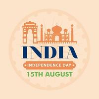 india independence day 15th august with landmarks vector