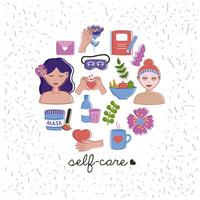 self care icons circle vector