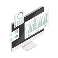 desktop with analytics data vector