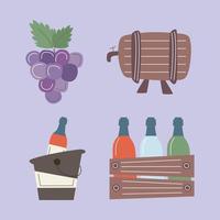 cuatro iconos de vino vector