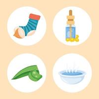 four home remedies icons vector