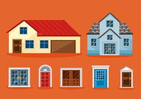 houses icon set vector