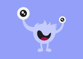 illustration of a monster with a cheerful face, in a beautiful bright blue color vector