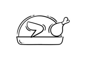 dibujado a mano ilustración de pollo frito o pollo a la parrilla vector